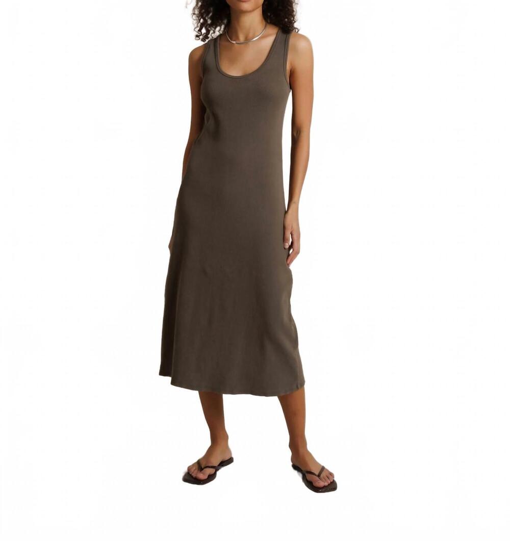 NEW PERFECTWHITETEE edith heavy rib high neck dress in olive